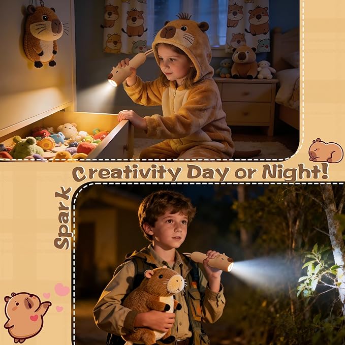 Silicone Capybara Flashlight, Rechargeable Hanging Night Light for Camping, Night Walks and Home Use, Animal Themed Themed Portable Torch