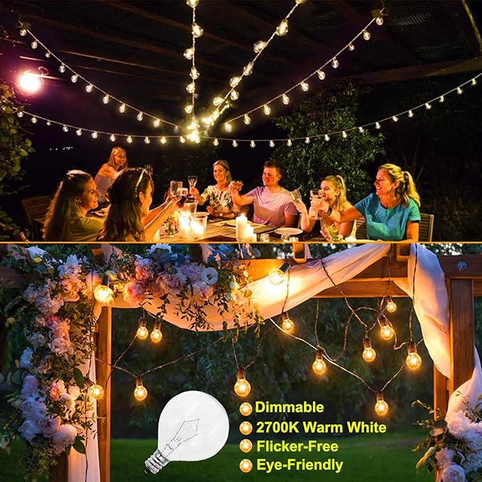 40 Watt E12 Candelabra Base Round Bulbs,G50 Light Bulbs for Full Size Scentsy Warmer,Chandelier,Decorative Vanity Lights,Ceiling Fans Lights,120V Dimmable Globe G16 1/2 Bulb,2700K Warm White,6 Pack