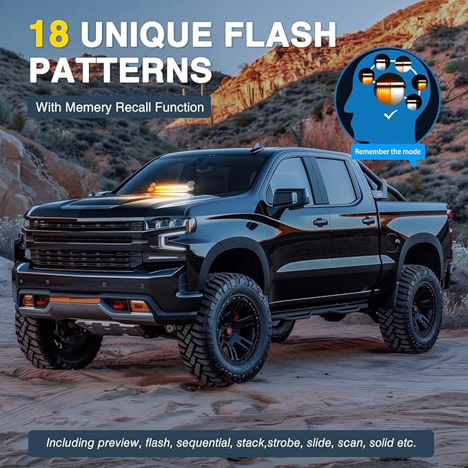 Nilight 12LED Traffic Advisor Strobe Light Bar Amber White Emergency Warning Hazard Safety Dash Front/Rear Windshield Flashing Lights for Cars Trucks Police Firefighter Plow Construction Vehicles