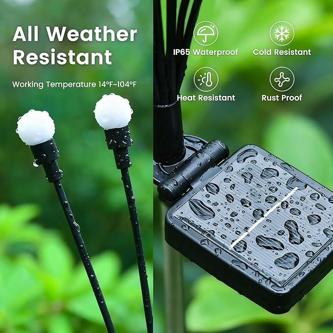 Solar Christmas Decorations, 80 LED Firefly Solar Christmas Lights Outdoor Waterproof, Garden Lights for Yard Porch Patio Decor (8 Pack Multi-Colored)
