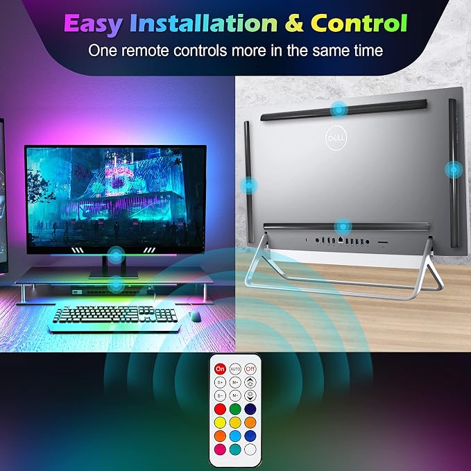 WILLED RGB Under Monitor Light Bar, Gaming Lights for Gaming Setup, RGB Desk Led with Remote Controller, 5V USB Led Light Bar, Keyboard Gaming Light for Desk/PC/Monitor/Computer/Setup/Room Accessories