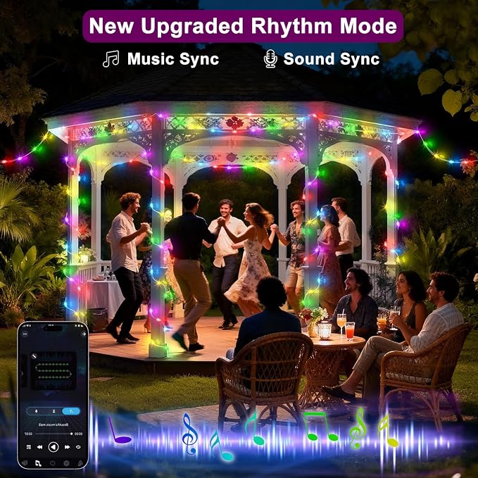 66FT 200 LED Smart String Lights, Plug in Fairy Lights with APP & Remote Control, Music Sync, RGB Warm White, Timer, Twinkle Lights for Bedroom Walls Holiday Party Decorations