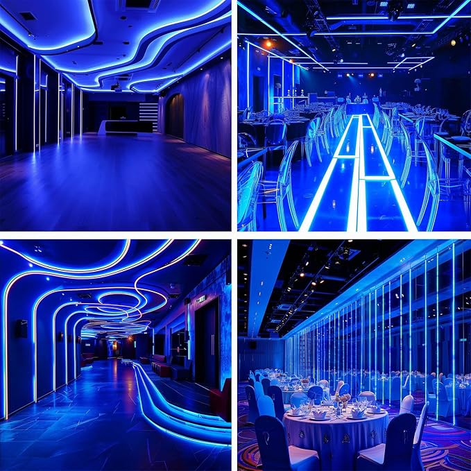 TOPAI 12V COB LED Strip Blue 16.4ft Dotless Outdoor IP65 Waterproof | High Density 480LEDs/M, Cuttable, Flexible, Self Adhesive Easy Install for Bar counter, Liquor cabinet