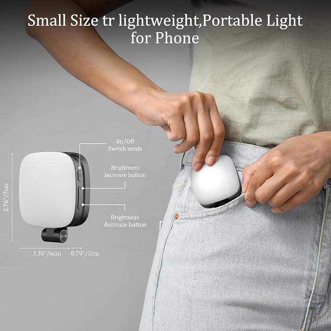 Magnetic Selfie Light Compatible with MagSafe for iPhone – Rechargeable LED Fill Light with Mirror, CRI≥95, 5 Color Temps, Foldable Ring Light