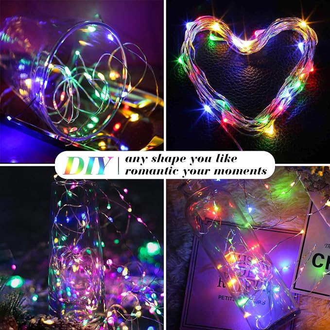 ZGWJ 24 Pack Multicolor Fairy Lights, Mini String Lights | Battery Operated 7 FT 20 LED Waterproof 3 Modes for DIY, Parties, Wedding, Halloween, Christmas Decoration