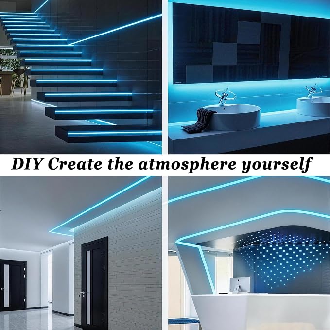 30FT COB LED Strip Lights Blue 24V High CRI95+ Ultra Bright Flexible LED Tape Lights Safe Low Voltage LED Lights Strip Rope Lights for Kitchen Under Cabinet Stairs Bedroom DIY Decorative Lighting