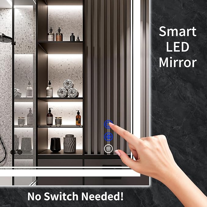 40"x36" LED Bathroom Mirror with Lights,Anti-Fog,3 Color Modes
