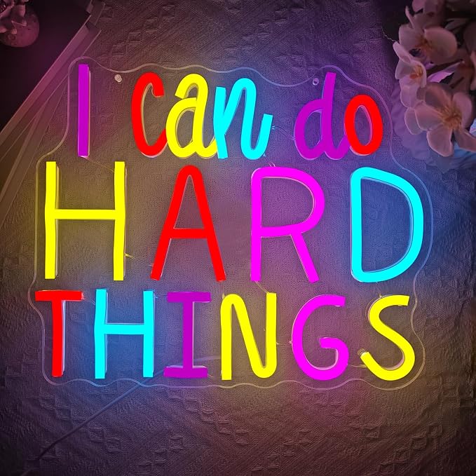 I Can Do Hard Things Neon Sign Led Signs for Classroom Dimmable Neon Lights for Wall Kids Neon Sign for Bedroom Birthday Classroom Backdrop Decor Aesthetic