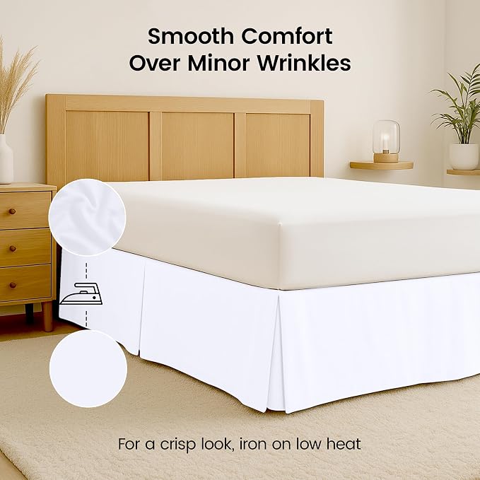 Utopia Bedding Full Bed Skirt - Soft Quadruple Pleated Ruffle - Easy Fit with 16 Inch Tailored Drop - Hotel Quality, Shrinkage and Fade Resistant, White | Easy Fit Design, Shrinkage & Fade Resistant, Hotel Style, Microfiber Durable Fabric, Machine Wash...