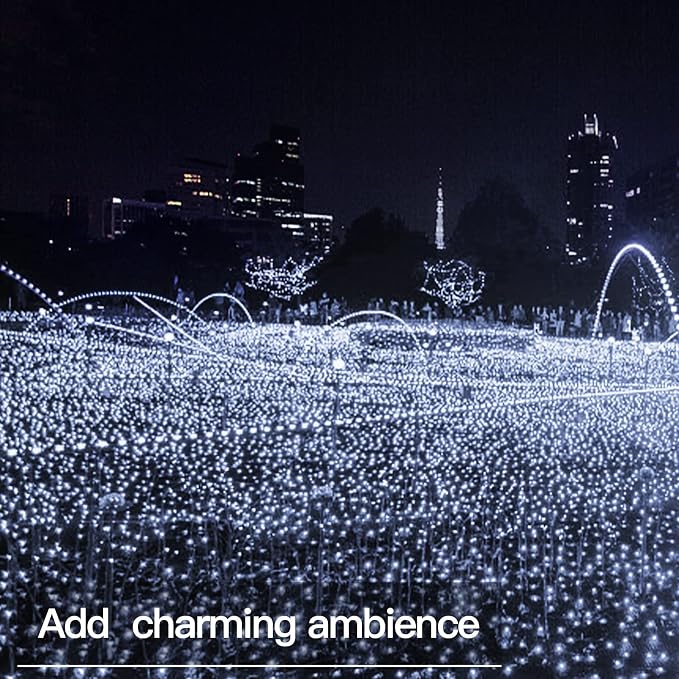 33ft 100 LED Outdoor String Lights, White Fairy Lights Battery Operated with Remote, Led Twinkle Lights for Bedroom, Backyard, Wedding, Tree, Mason Jar, Wall, Centerpiece, Christmas