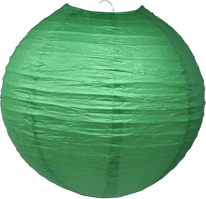 Mudra Crafts Dark Green Paper Lanterns Wedding Party Decorations - 12 in 10 Round Hanging Ceiling Lanterns, 10 Pack, Decorative Lamp Shades