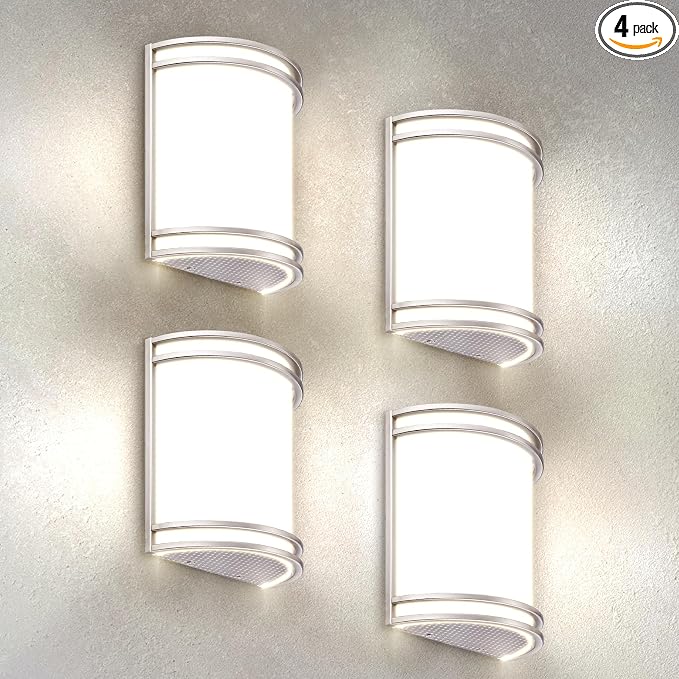 ASD LED Indoor Wall Mount Light Fixture - 10 Inch Modern Interior Brushed Nickel Wall Sconce Lighting - 3000K 4000K 5000K Adjustable - Half Cylinder Hallway Light Fixture - ETL & Energy Star 4 Pack
