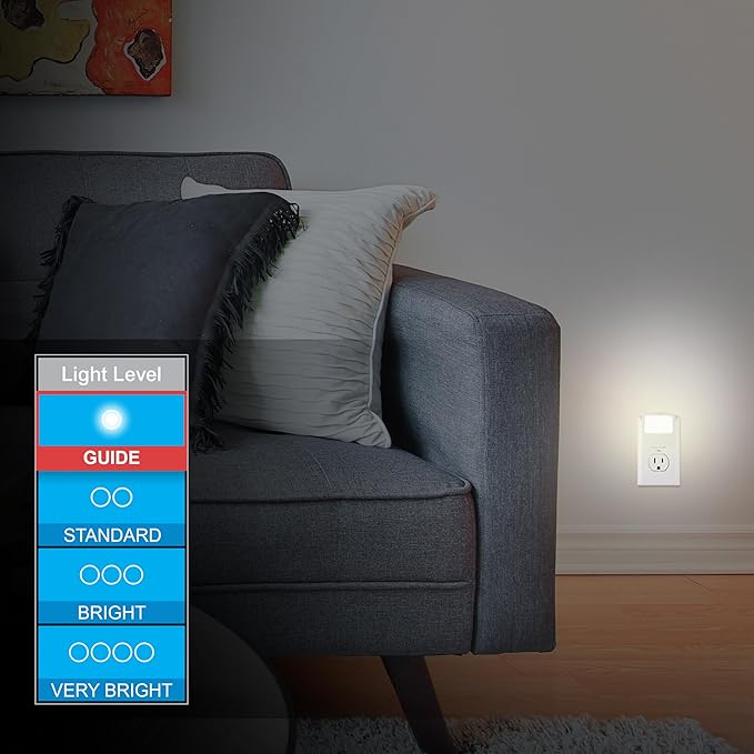 GE White Always-On LED Night Light, Plug into Wall, Compact, Soft Glow, UL-Listed, Ideal for Bedroom, Nursery, Bathroom, Hallway, 11311,(Pack of 8)