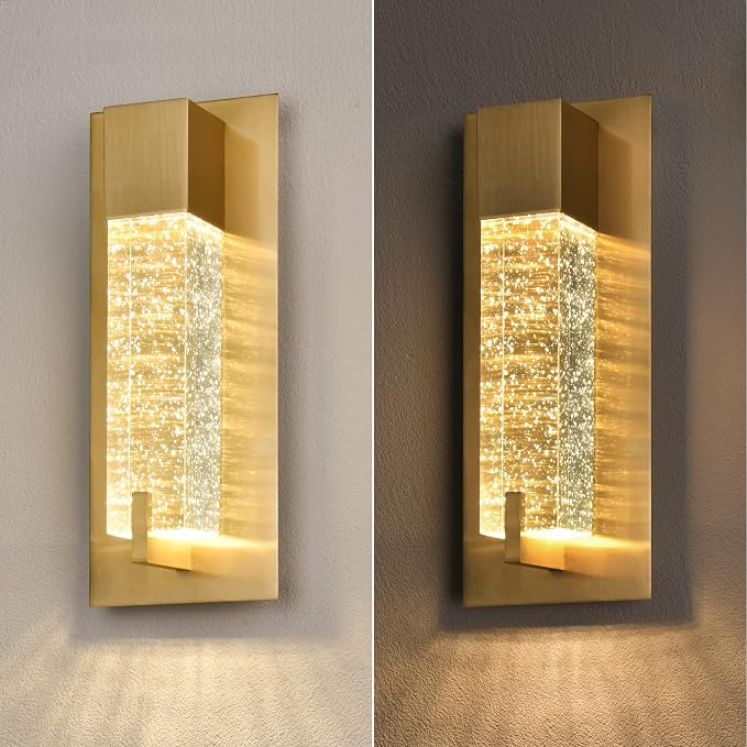 WOSHITU LED Wall Sconce Light: 11 Inch Gold Modern Sconces Wall Lighting 3000K Dimmable Crystal Wall Lamps Indoor Bathroom Sconce Wall Mount Light Fixtures for Living Room/Bedroom/Hallway