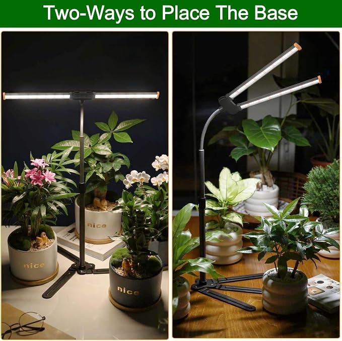 2-Pack Grow Light for Indoor Plants Growing,6000K LED Lamp for Desk Plants | Desk Light with Red Blue LED for Pot Succulents Seeds, Light Strip Foldable & Height Extendable 9-25'', Auto Timer 4 8 12Hrs
