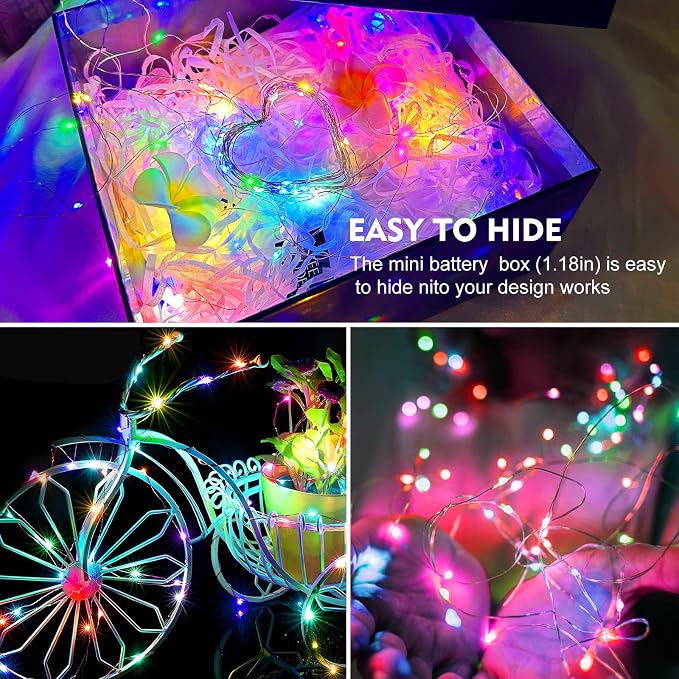 AIKEI 12 Pack LED Fairy Lights Battery Operated, String Lights Waterproof 7 Feet 20 Led Firefly Starry Lights for Wedding Party Bedroom Garden Christmas Decoration Mix-Colored