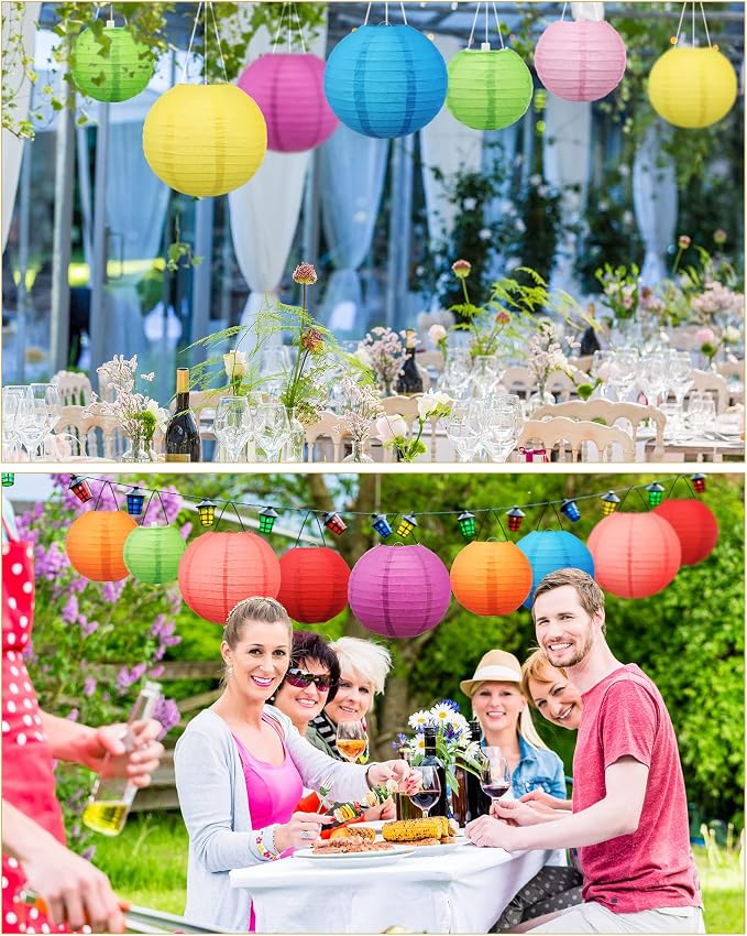 Treela 48 Pcs Paper Lanterns Party Decorations Round,Multicolor