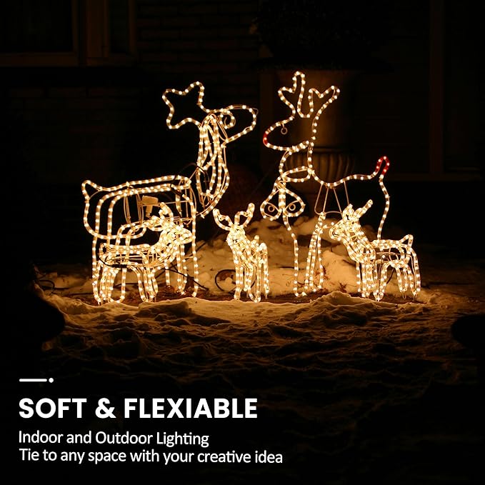 LED Light Rope, 72ft Waterproof Flexible Strip Lights, Indoor/ Outdoor, Connectable 2700K Warm White Landscape Tube Lighting for Bedroom, Home Decor, Garden, Patio, Porch, Yard, Deck, Party Holiday