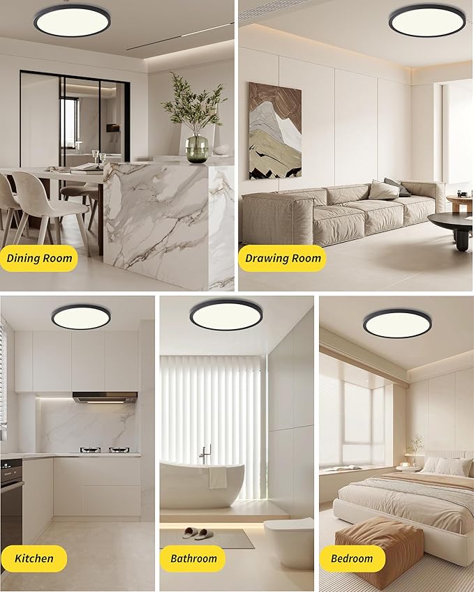 6pack 9 Inch Flush Mount Ceiling Light, 18w Led Ceiling Light, 3000k/4000k/6000k Selectable 1860lm Ceiling Light, Super Slim Led Light Fixture For Bedroom Kitchen Living Dining Room Office
