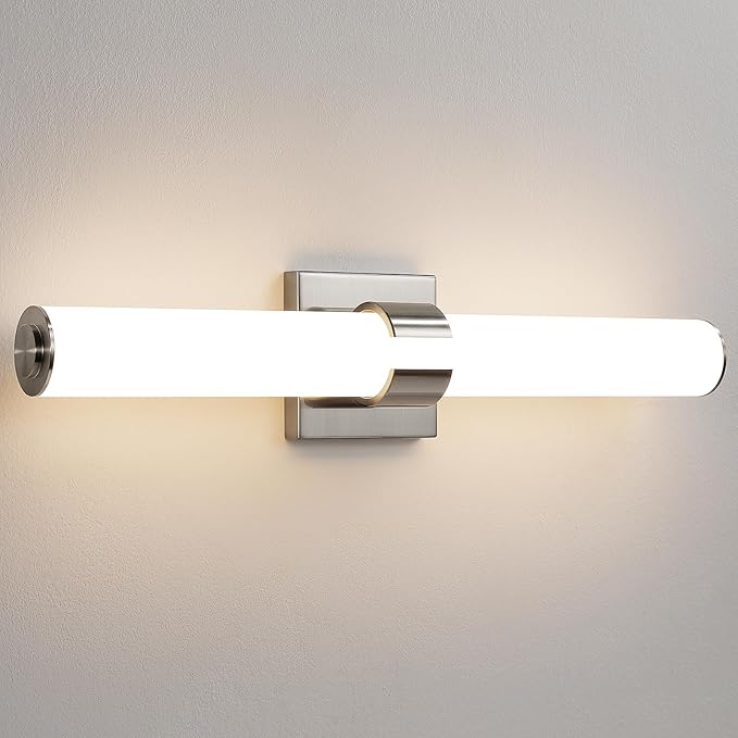 Brushed Nickel Vanity Lights for Bathroom - 22 Inch Bathroom Light Fixtures Over Mirror with Acrylic Shade, 18W LED Modern Vanity Lighting Fixtures Wall Sconce 3000K