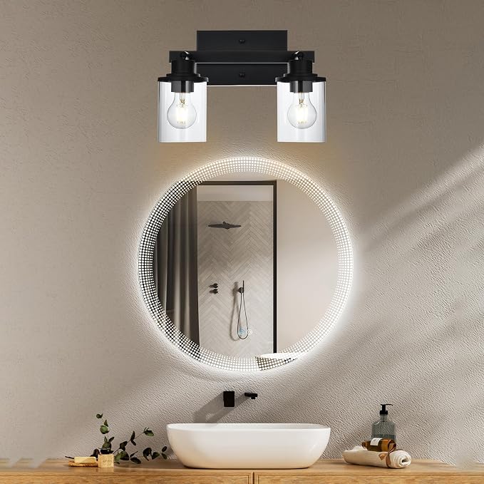 Yaohong 2-Light Kitchen Track Light Fixtures Ceiling Vanity Lights Black, Bathroom Track Lighting Kit with Ajustable Heads, Modern Wall Ceiling Tracking Light for Hallway Shop