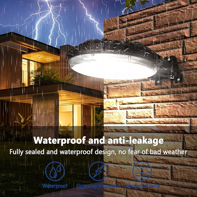 Karjoefar 100W LED Barn Light with 10KLM 5000K Daylight | Dusk to Dawn Outdoor Lighting with IP65 Waterproof, Security Yard Outdoor Lights for Yard, Street, Warehouse, Garage (2 Pack)