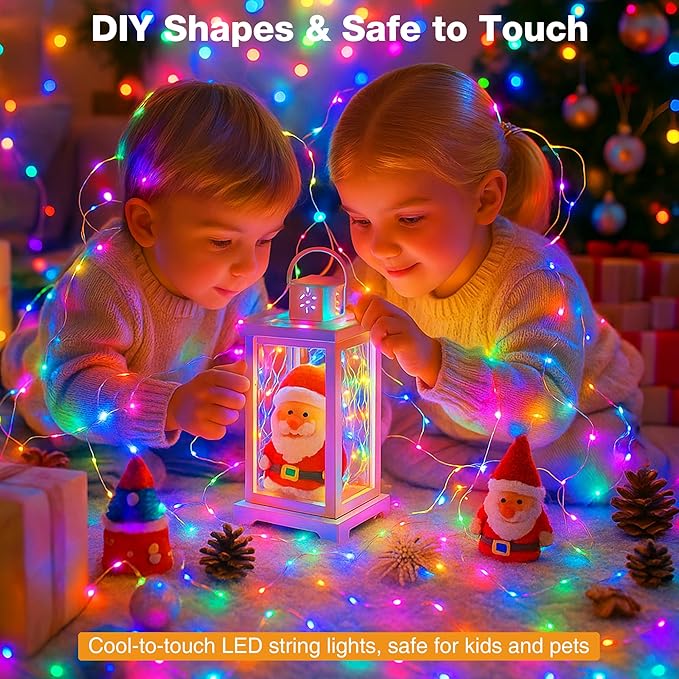 2 Pack 16FT 50 LED Fairy Lights Battery Operated with Timer, 8 Modes USB Mini Twinkle Light, Small String Lights for Tree Wreath Vase Bedroom Holiday Wedding Party Decorations-Multi-Colored