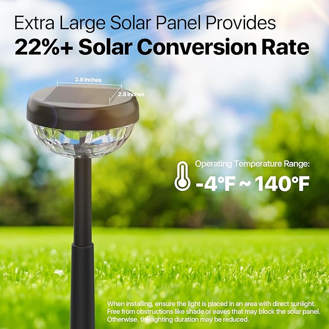 Ensenior 10-Pack Solar Lights Outdoor, Auto ON/Off 3000K LED Solar Garden Lights for Pathway, Yard, Patio, Walkway, Flower Bed, Halloween Christmas Landscape Lighting, IP65 Waterproof, Flag Lights