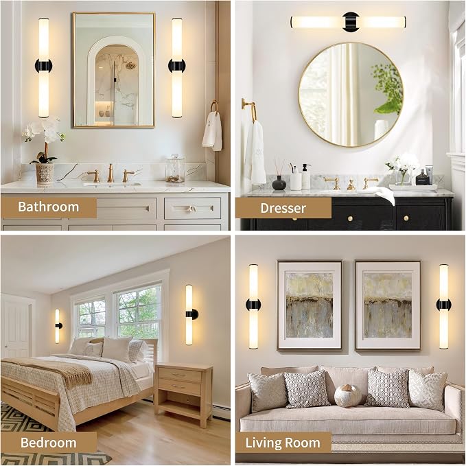 Morauroral Black Battery Operated Wall Sconces Set of 2, Rechargeable Wall Lights with Remote, 20 Inch Modern Cordless Wall Lamp for Bedroom, Living Room with White Shade (Bulbs Included)