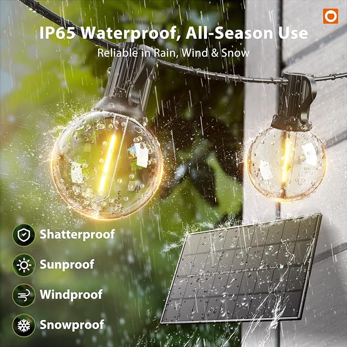 addlon 150FT 80LED Solar String Lights Outdoor Waterproof with Remote, USB | Shatterproof Outdoor Lights, Dimmable Timer, 3 Modes, Solar Powered Patio Lights for Outside, Backyard Garden Camping Pergola