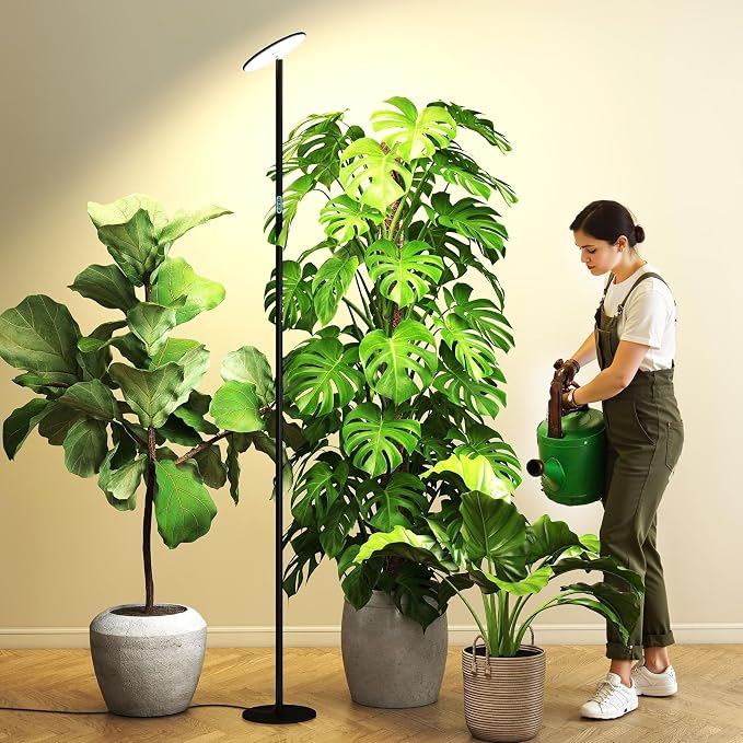 Grow Light for Indoor Plants, 60W Full Spectrum LED 85” Tall Standing Plant Light, Custom 1–23H Daily Cycle Timer, Digital Display, 10-Level Dimmable, 4000K