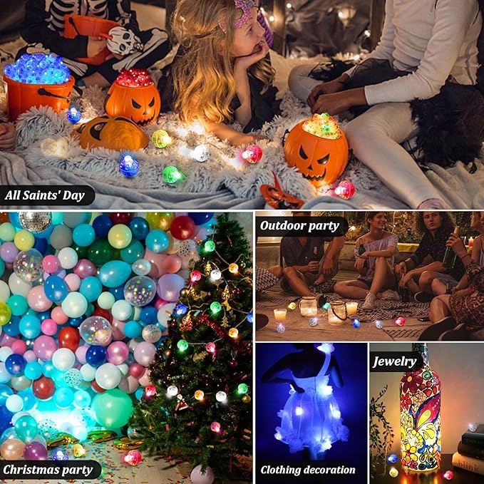 100Pcs Balloon Lights with Lanyard, 5 Mix Colors Balloons Light for Party Paper Lantern Decorations, Easter Eggs Birthday Wedding Halloween Christmas Decoration - Mix Color