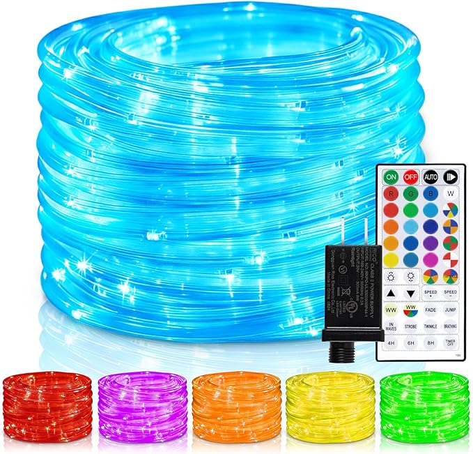 Rope Lights Outdoor, 80ft 240LEDs Rope Light, Waterproof String Lights for Christmas Garden Tree RV Patio Party Boho Decor (Multicolors)