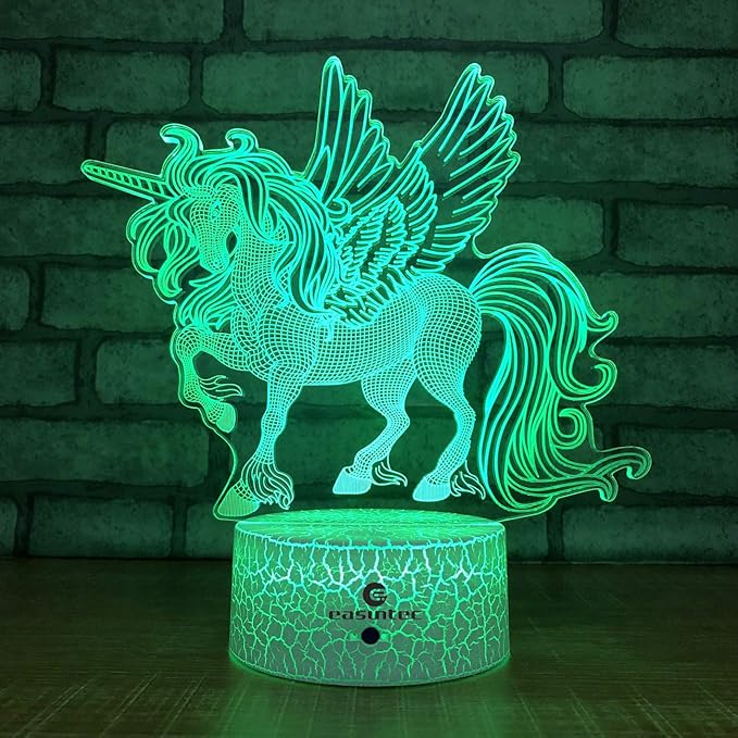 Easuntec Unicorn Night Lights for Kids with Remote & Smart Touch - 7 Colors + 16 Colors Changing, Dimmable Unicorn Toys for 1-8 Year Old Girls