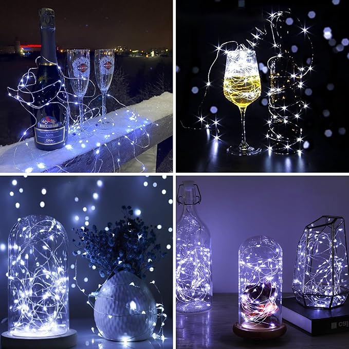 ZGWJ 8 Pack White Fairy Lights, Mini String Lights | Battery Operated 7 FT 20 LED Waterproof 3 Modes for DIY, Parties, Wedding, Halloween, Christmas Decoration