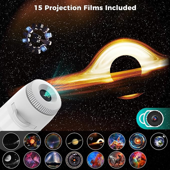 5D Holographic Night Light Projector | USB Mini Galaxy Light 6-Color Dimmable Night Light for Bedroom Ceiling Car