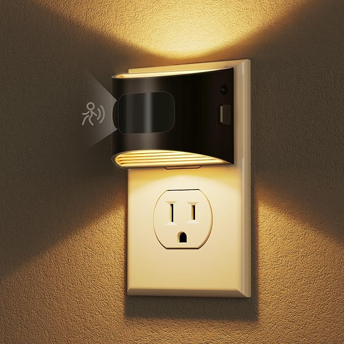 Motion Sensor Night Light, Night Lights Plug into Wall, 3000K | 3 Mode Plug-in Night Light with Motion Sensor, Dusk to Dawn, for Bedroom, Bathroom, Hallway, 4 Packs