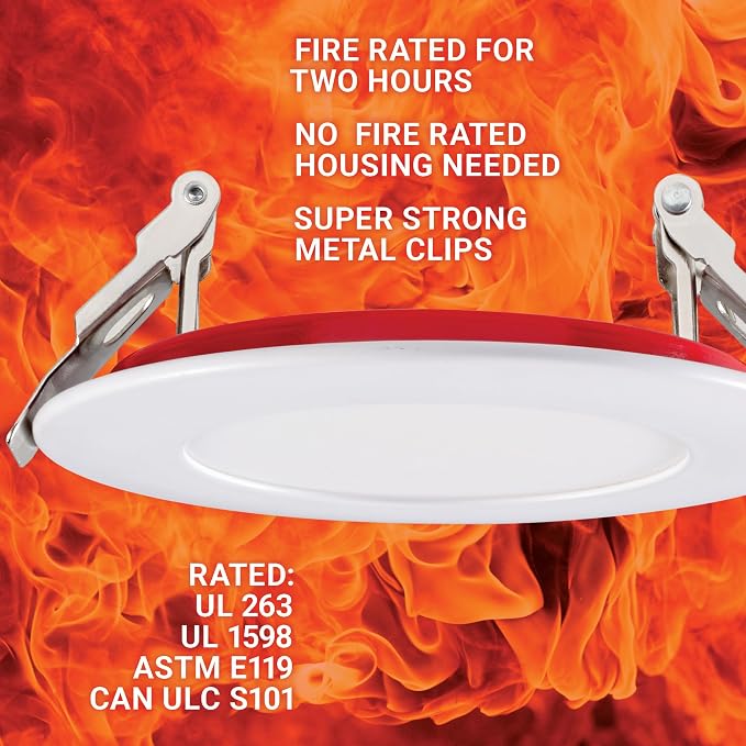 PARMIDA (12 Pack) 4 Inch 2HR Fire Rated LED Recessed Light, ETL, 5 Color Selectable 2700/3000/3500/4000/5000K, 9W Dimmable Ultrathin Canless Wafer Slim Panel Downlight, Wet/IC Rated, No Tenmat Needed