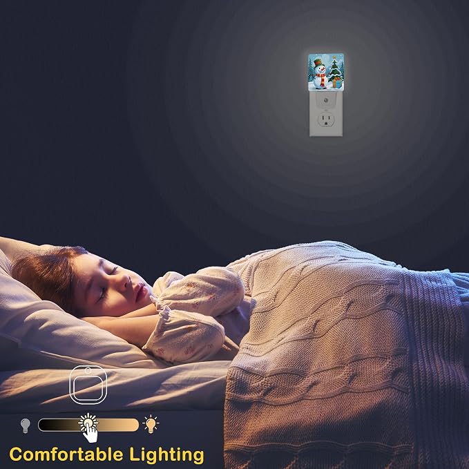 Christmas Night Light, Snowman Night Lights Plug Into Wall with Dusk to Dawn Sensor Wall Lamp, Nightlights for Bedroom, Bathroom, Hallway, Kitchen, Gifts Ideal for Girls Women