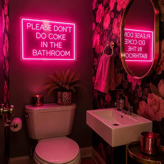 Bathroom Neon Lights Signs Neon Sign Led Sign Light for Wall Decor | Don't Do It In The Bathroom Neon Sign for Room Decor,Man Cave Decoration,Dormroom,Wall Decor,Gift,5V USB Powered