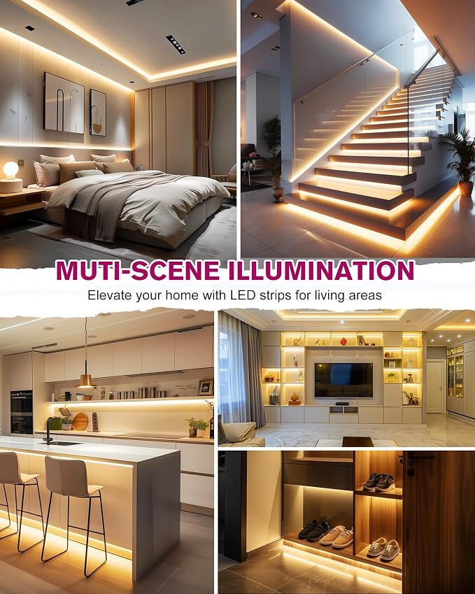EMITEVER COB LED Strip Lights Warm White 3000K,UL 24V,25ft 3600LEDs | Ra 90+,IP30,3W/ft,305+Lumens/ft,5 Year Warranty(Power Supply Sold Separately)for bedroom,living room,kitchen