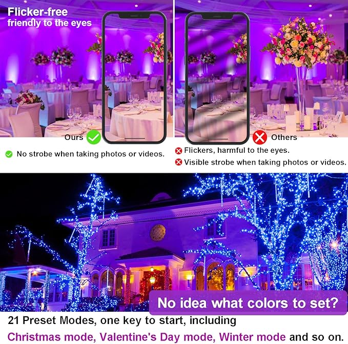 LED Flood Light Outdoor 800W Equivalent, Bluetooth Smart Color Change Landscape Lighting, DIY-Scene+RGB Colors+Warm White 2700K - APP&Group Control & Timing IP66 Waterproof US 3-Plug Up Light 2Pack
