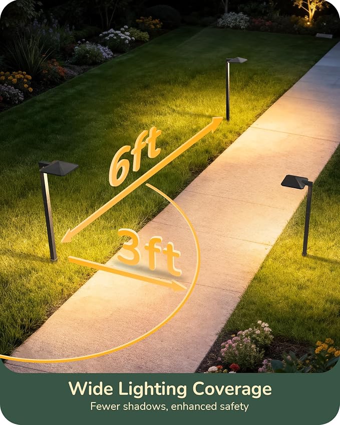 EDISHINE Low Voltage Pathway Lights, LED Landscape Lighting, 4 Pack | Pyramid Exterior, Aluminum, 3000K & 50000Hrs, Outdoor Path Lights Wired for Garden, Yard, Driveway