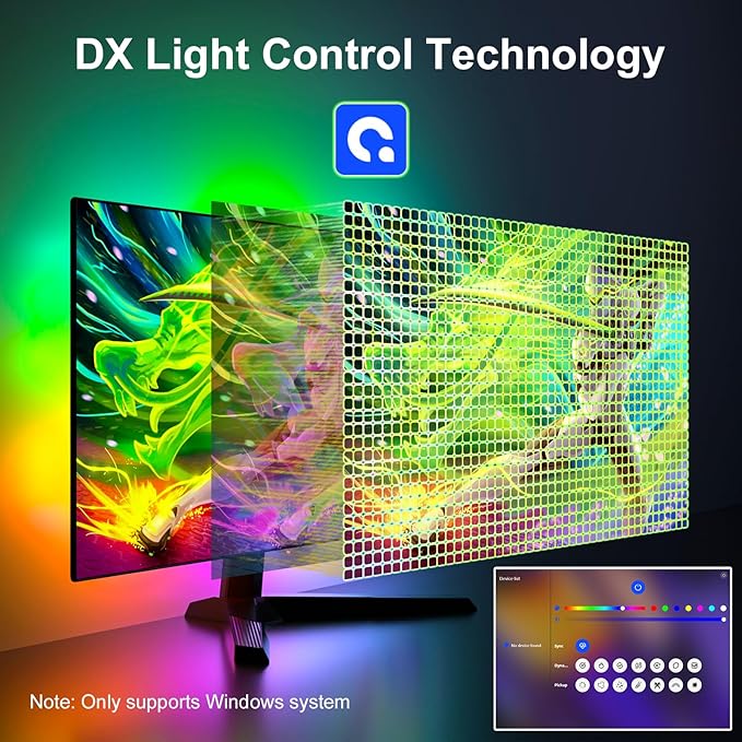 Monitor LED Backlights, 4-Side 24-32inch LED Strip Light Sync with Screen Color/Music, Computer Light Bar Behind Screen, for PC/Mac, LEDs for Desk Gaming, USB Interface (4-Side 24inch)