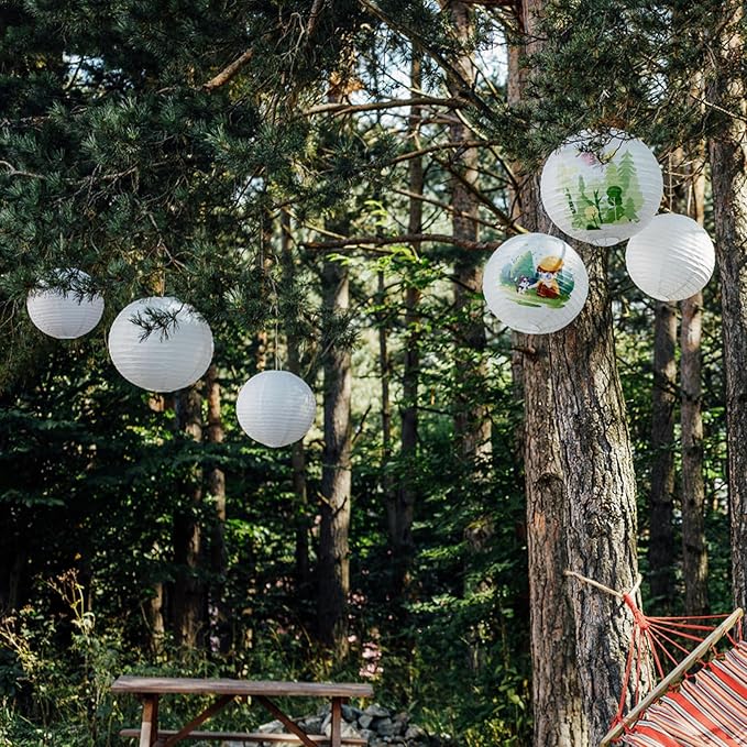 21 Pcs White Paper Lanterns Party Decorations, 4/6/8/10 Inch Round Chinese Hanging Paper Lanterns for Wedding, Birthday, Baby Shower, Graduation, Classroom Ceiling Decorations Indoor Outdoor