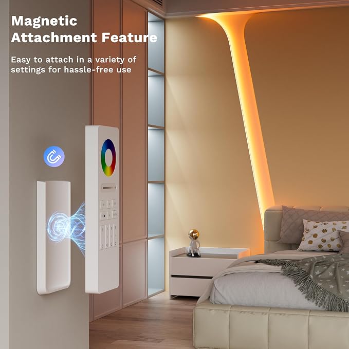 MIWISE Matter LED Controller,2.4GHZ WiFi 4 Zones RF Remote Kit for LED Strip Light,Works with Tuya/Alexa/Google Home/Apple Homekit/Siri,for Dimming/CCT/RGB/RGBCCT/RGBW COB LED Strip Light DC12-48V