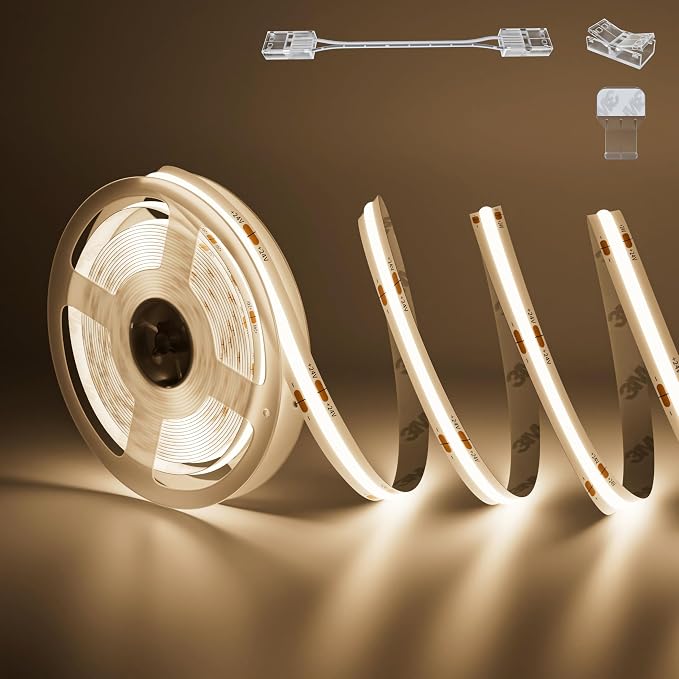 PAUTIX COB LED Strip Light 32.8ft/10m 5040LEDs Natural White 4000K,High Lumen Flexible CRI93+ LED Tape Super Bright DC24V,for Cabinet Home DIY Lighting Projects(Adapter & Controller Not Included)