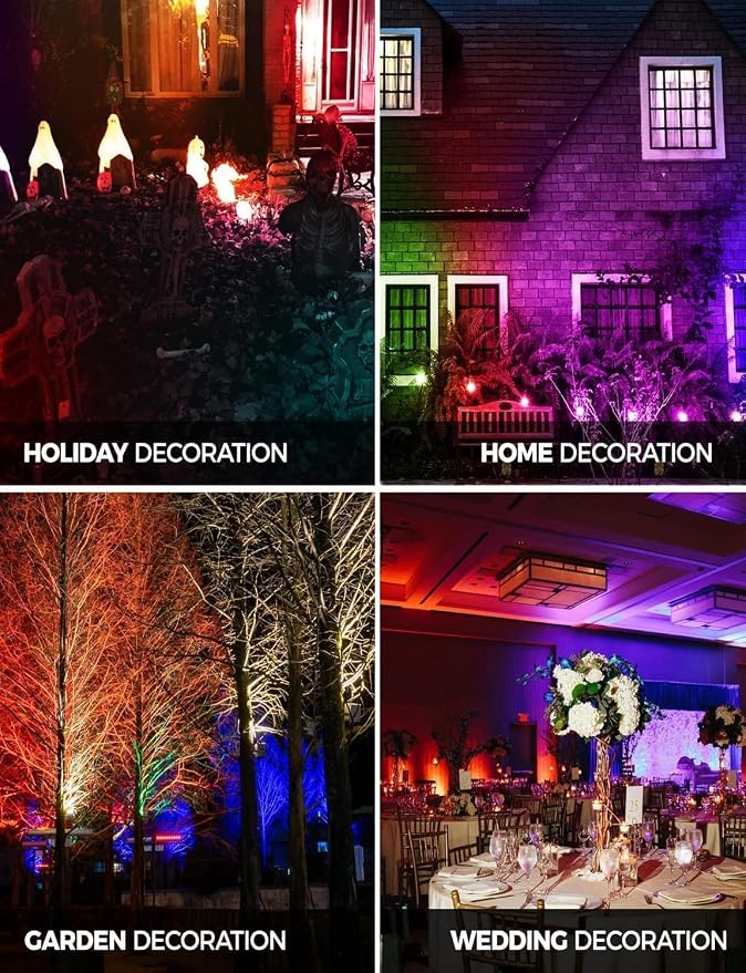 12W Landscape Lights Low Voltage LED Landscape Lighting Spotlight Waterproof Garden Pathway Christmas Decorative Lights Outdoor (RGBW 20 Pack)