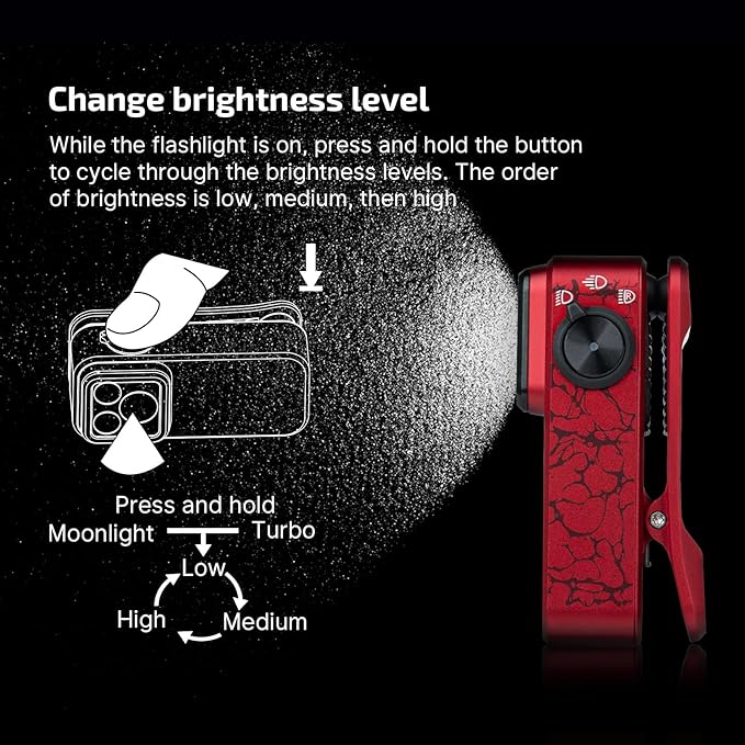 OLIGHT Oclip Pro Rechargeable EDC Clip-on Flashlight, Crackle Red | Red Light, 500 Lumens Floodlight, Spotlight, Pocket-Sized, USB-C Charging, Magnetic, for Work, Signaling, Outdoor or Home Use