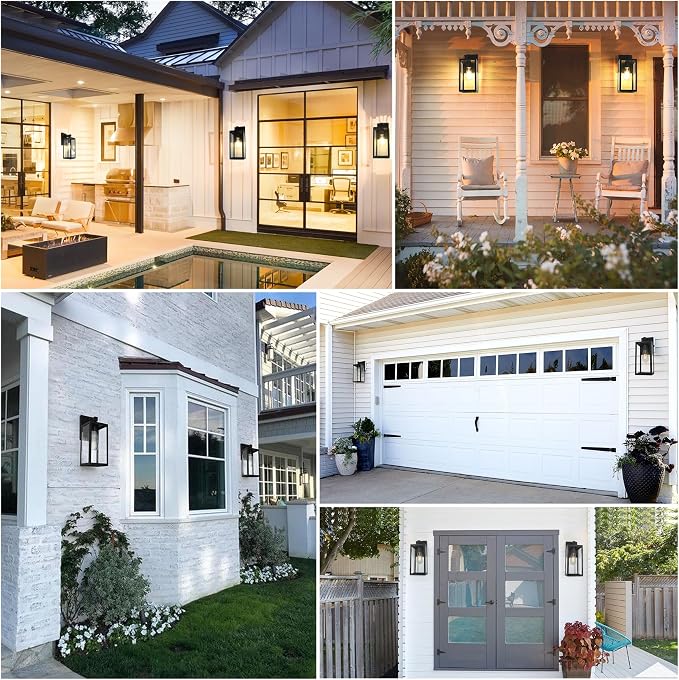 SHINE HAI Dusk to Dawn Outdoor Wall Lantern, Double Extra Large Exterior Sconce Fixture with E26 Base, Waterproof Wall Mount Light, Outdoor Lantern for Porch 1 Pack
